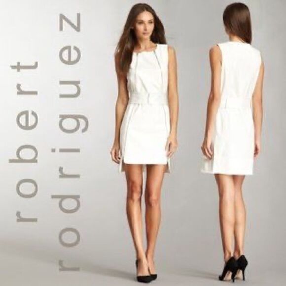 Robert Rodriguez Neimans Double Zip Shift Pencil Dress White NWT size 2 - Picture 1 of 10